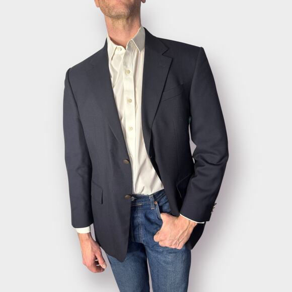 Oscar de la Renta Navy Wool Blazer - Picture 3 of 6